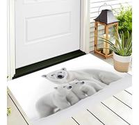 ALTCIRNMD Paillasson Antidérapant pour Intérieur Et Extérieur Blanc Grisâtre Ours Polaire dans La Neige Animaux Simples pour Entrée Porche Buanderie Salle De Bain Chambre À Coucher,90X150Cm