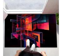 ALTCIRNMD Paillasson Antidérapant pour Intérieur Et Extérieur Noir Rouge Flash Cube Futur Cyberpunk pour Entrée Porche Buanderie Salle De Bain Chambre À Coucher,80X120Cm