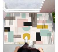 ALTCIRNMD Paillasson Antidérapant pour Intérieur Et Extérieur Rose Grisâtre Géométrie Linéaire Modernisme pour Entrée Porche Buanderie Salle De Bain Chambre À Coucher,90X150Cm