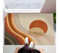 ALTCIRNMD Paillasson Antidérapant pour Intérieur Et Extérieur Terre Cuite Lignes Cercles Géométrie des Éléments pour Entrée Porche Buanderie Salle De Bain Chambre À Coucher,90X150Cm
