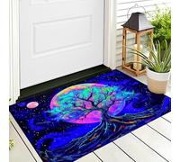 ALTCIRNMD Paillasson Bleu Arbre De La Lune pour Entrée Extérieure Et Intérieure,Décoration Saisonnière,Paysage Fantastique Halloween,D'Entrée Absorbant La Poussière,90X150Cm