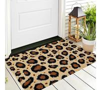 ALTCIRNMD Paillasson Brun-Rouge Imprimé Léopard Personnalisé Cuisine Salle De Bain Tapis De Jardin 40X60Cm Textures Animales Porte Avant Et Arrière pour Patio Entrée Garage Maison Porche,Décoration