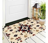 ALTCIRNMD Paillasson De Bienvenue Beige Motif Symétrique,Tapis De Salle De Bain Porte D'Entrée,Géométrie Indienne Intérieur Décoratif Tapis De Sol,pour Porte Avant Et Arrière,Garage 60X90Cm