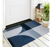 ALTCIRNMD Paillasson De Bienvenue Bleu-Gris Grille De Lignes,Tapis De Salle De Bain Porte D'Entrée,Géométrie Abstraite Intérieur Décoratif Tapis De Sol,pour Porte Avant Et Arrière,Garage 60X90Cm