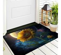 ALTCIRNMD Paillasson De Bienvenue Porte D'Entrée,Intérieur/Extérieur,Bleu Jaune Tournesol De La Terre Plantes Paysagères,Petit Tapis De Salle De Bain,Antidérapant,pour Cuisine Couloir,50X80Cm