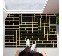 ALTCIRNMD Paillasson Intérieur Géométrie Mosaïque 80X120Cm,Antidérapant Et Lavable en Machine,Tapis D’Entrée Maison avec Noir Jaune Mur De Briques Jointées,Tapis pour Cuisine Et Porte D’Entrée