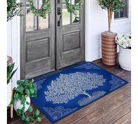 ALTCIRNMD Paillasson Intérieur Plantes Ethnographiques 50X80Cm,Antidérapant Et Lavable en Machine,Tapis D’Entrée Maison avec Bleu Blanc Arbre Minimaliste Arqué,Tapis pour Cuisine Et Porte D’Entrée