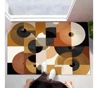 ALTCIRNMD Paillasson L’Intérieur Et L’Extérieur Antidérapant Beige Marron Cercle Carré Absorbant Home Tapis De Sol Doux Géométrie Abstraite pour Porte D'Entrée Couloir Entrée,90X150Cm