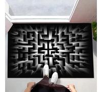 ALTCIRNMD Paillasson L’Intérieur Et L’Extérieur Antidérapant Noir Et Blanc Labyrinthe D'Illusions Absorbant Home Tapis De Sol Doux Géométrie Mystérieuse pour Porte D'Entrée Couloir Entrée,70X100Cm