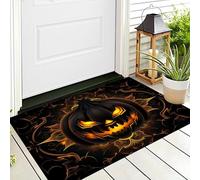 ALTCIRNMD Paillasson l'or Noir Citrouilles Symétriques pour Entrée Extérieure Et Intérieure,Décoration Saisonnière,l'art Gothique Halloween,D'Entrée Absorbant La Poussière,90X150Cm