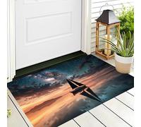 ALTCIRNMD Paillasson Maison Bleu Orange Lac du Lever du Soleil Salon Chambre Lit Sol Tapis Salle De Bain Absorbant Impression Paysage De Rêve 3D Cuisine Roulant Décoration De La Arrière,50X80Cm