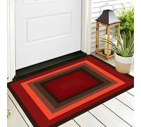 ALTCIRNMD Paillasson Maison Brun-Rouge Rectangle Visuel Salon Chambre Lit Sol Tapis Salle De Bain Absorbant Impression Géométrie À La Mode 3D Cuisine Roulant Décoration De La Arrière,40X60Cm