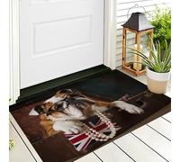 ALTCIRNMD Paillasson Maison Marron Blanc Personnalité Bouledogue Salon Chambre Lit Sol Tapis Salle De Bain Absorbant Impression Animal Drapeau 3D Cuisine Roulant Décoration De La Arrière,70X100Cm