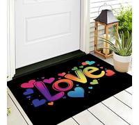 ALTCIRNMD Paillasson Sol Porte 40X60Cm,Tapis Maison Entrée Extérieur,Couleurs De l'arc-en-Ciel Mots d'amour Decoration Interieur Toutes Saisons Art Romantique pour Entrée Bain Chambre Cuisine Salon