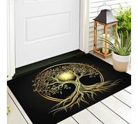 ALTCIRNMD Paillasson Sol Porte 80X120Cm,Tapis Maison Entrée Extérieur,l'or Noir Arbre du Soleil Decoration Interieur Toutes Saisons Plantes Fantastiques pour Entrée Bain Chambre Cuisine Salon