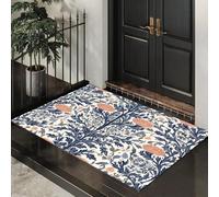 ALTCIRNMD Paillassons Intérieur Morris Floral,Tapis Souples Lavables Style Rétro Européen, Paillasson Absorbant Antidérapant À Profil Bas pour Entrée Porte, 90X150Cm Bleu Orange
