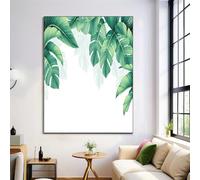 ALTCIRNMD Peinture De Modèle D'Art Décoratif,Décoration Murale D'Image De Motif Feuilles De Palmier Aquarelle Sans Cadre,80X120Cm Simple Et Naturel Pour Salon Bureau Vert Poster