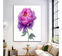 ALTCIRNMD Peinture De Modèle D'Art Décoratif,Décoration Murale D'Image De Motif Pivoine Aquarelle Sans Cadre,80X120Cm Illustration Réaliste Pour Salon Bureau Vert-Violet Poster
