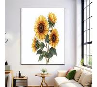 ALTCIRNMD Peinture De Modèle D'Art Décoratif,Décoration Murale D'Image De Motif Tournesol Aquarelle Sans Cadre,50X70Cm Illustration Réaliste Pour Salon Bureau Jaune Poster
