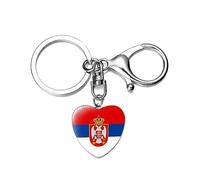ALTCIRNMD Pendentifs Coeur Porte-Clés,Couronne Rayée Double Tête Aigle Serbie Drapeau Porte-Clés,Sac De Voiture Portefeuille Ornements Artisanat Accessoire Décoration Verre Mode Homard Fermoir Bijoux