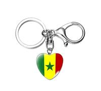 ALTCIRNMD Pendentifs Coeur Porte-Clés,Étoiles Et Rayures Vertes Fraîches Porte-Clés du Drapeau du Sénégal,Sac De Voiture Portefeuille Ornements Artisanat Accessoire Décoration Verre Mode Homard Ferm