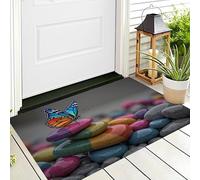 ALTCIRNMD Petit Tapis Couleur Galets Papillon,Antidérapant Et Lavable Douce Imprimé Insectes du Paysage Paillasson pour Intérieur Et Décoration De Chambre À Coucher,Cuisine,80X120Cm
