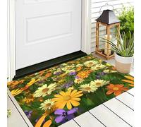 ALTCIRNMD Petit Tapis Jaune Orangé Fleurs De Marguerite,Antidérapant Et Lavable Douce Imprimé Plantes des Prairies Paillasson pour Intérieur Et Décoration De Chambre À Coucher,Cuisine,50X80Cm