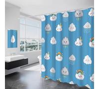ALTCIRNMD Rideau Douche Nuages De Dessin Animé,Rideau De Douche Jolie Illustration Petite Taille Rideau De Baignoire Anti Moisissure Imperméable Polyester Lavable Rideau Salle De Bain avec Crochets