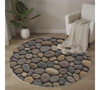 ALTCIRNMD Rond Tapis De Chambre À Coucher Décoration Lavable, Lignes Ondulées Minimalisme Interieur Antidérapant Douce Salon Tapis Rond D'Entrée, 180Cm