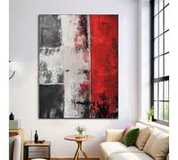 ALTCIRNMD Rouge Et Noir Lignes De Graffitis Tableau Décoration Murale Salon Affiches Impression Image Texture Industrielle Sur Toile Peintures Pour Chambre Maison Bain 80X120Cm No Frame