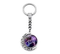 ALTCIRNMD Scorpion 12 Signe du Zodiaque Porte-Clés Lumineux Porte-Clés - Double Face Rotation Lune Pendentif Bleu Ciel Étoilé Taureau Gémeaux Cancer Naissance Signe Porte-Clés,Mode Croissant Pendenti