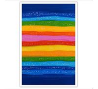 ALTCIRNMD Tableau Decoration Murale Rayures De Couleur, Impression Sur Toile Artistique Orange-Bleu, Illustration Plate Pour Salon Salle À Manger Chambre, 60X90Cm