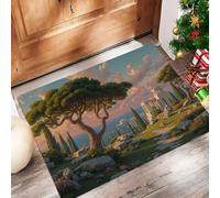 ALTCIRNMD Tapis D’Entrée Intérieur 50X80Cm, Paillasson Antidérapant Et Lavable en Machine, Tapis Absorbant Cuisine Et Couloir, Ruines De La Grèce Antique Architecture Rétro, pour Porte D’Entrée, Vert