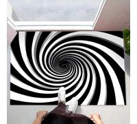 ALTCIRNMD Tapis De Porte Imprimé Noir Et Blanc Lignes Tourbillonnantes 80X120Cm Entrée Paillassons Intérieur Résister À La Saleté Antidérapant Visuel Minimaliste