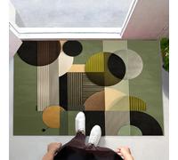 ALTCIRNMD Tapis D'Entrée De Porte Paillasson Noir Vert Lignes Anneaux Chambre À Coucher Jardin Arrière Salon Espace Rétro Anti-Dérapant Sol Decorroom Décoration De La Maison,80X120Cm