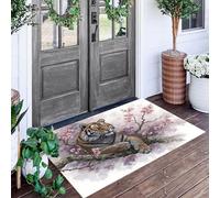 ALTCIRNMD Tapis D'Entrée De Porte Paillasson Rose Tigre Aux Fleurs De Cerisier Chambre À Coucher Jardin Arrière Salon Animaux À L'Aquarelle Anti-Dérapant Sol Decorroom Décoration De La Maison,40X60Cm