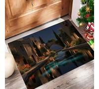 ALTCIRNMD Tapis D'Entrée Intérieur Paillasson Voie Navigable Nocturne Ville Rétro,pour Salle De Bain, Bienvenue, Cuisine, Porte, Couloir, Tapis De Sol Decoration Chambre, 70X100Cm