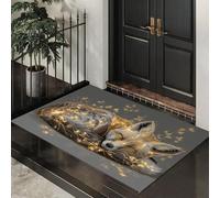 ALTCIRNMD Tapis D'Entrée Tapis D'Entrée Intérieur Paillasson Ligne Fox Style D'Illustration De Luxe,pour Salle De Bain, Bienvenue, Cuisine, Porte, Couloir, Tapis De Sol Decoration Chambre, 90X150Cm