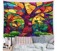 ALTCIRNMD Tapis/Drap/Tenture Murale Vitrail Forêt - Art Mural - Psychédélique Comme Tapisserie Murale Esthétique Médiévale, Toile Murale Et Tissu Déco Pour Yoga,180Wx230Tcm