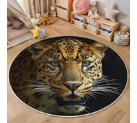 ALTCIRNMD Tapis Rond De Salon 3D Jaune Brunâtre Guépard en Colère Adolescent Garçon Fille Décoration De La Chambre Antidérapant De Jeu Animaux Visuels pour Wnfants en Douce Maison Décor,180Cm