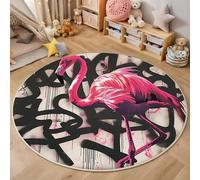 ALTCIRNMD Tapis Rond De Salon 3D Noir Rouge Ligne Flamingo Adolescent Garçon Fille Décoration De La Chambre Antidérapant De Jeu Animaux Graffiti pour Wnfants en Douce Maison Décor,200Cm