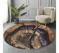 ALTCIRNMD Tapis Rond Salon,Souche d'arbre Givrée Anneaux d'arbre Rétro Tapis De Sol Décoration Antidérapant pour Chambre Cuisine Balcon Terrasse Salon Salle À Manger Intérieur Extérieur,60Cm