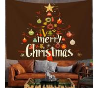 ALTCIRNMD Tapisserie Murale Noël,Blanc Brunâtre Étoiles De Sapin De Noël Art Des Mots Décoration Tenture Couverture Pique-Nique Nappe Tapestry Pour Salon Chambre Coucher Maison Salon,100Wx150Tcm