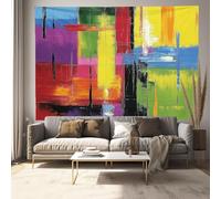 ALTCIRNMD Tapisserie Murale Peinture À L'Huile Carrée Colorée, Tapisserie Murale Tissu, Decoration Murale Géométrie Abstraite, Psychédélique, Pour Dortoir, Plage, Jeté De Table, Nappe 150X200Cm
