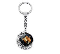 ALTCIRNMD Taureau Lumineux Zodiaque Symbole Porte-Clés - Double Side Verre Astrologique Signe Porte-Clés Collection,Leo Bélier Porte-Clés Couples Porte-Clés Cadeaux Constellation Accessoires