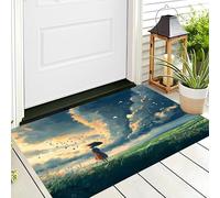 ALTCIRNMD Vert Oiseaux des Prés Paillasson,Salle De Bain Tapis De Porte Avant Décoratif Intérieur Sol Arrière D'Entrée Personnages Fantastiques for Entrée Extérieure De Porche,60X90Cm