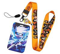 ALTcompluser Cordon de lanyard pour carte d'identité Anime, porte-carte d'identité avec sangle, étui pour carte d'identité avec cordon de cou pour porte-clés, carte d'identité, exposition (Kakshi)