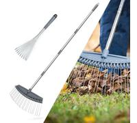 Altdorff Râteau à chaume réglable de 43,2 à 160 cm, râteau à feuilles en métal efficace, large avec 24 dents en acier durable, râteau de chaume léger utilisé pour le paillis, les feuilles, les débris
