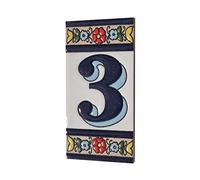 Altea Chiffre 3 en céramique peinte à la main Motif espagnol 11 x 5,5 cm