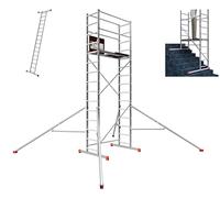 ALTEC AluCombine 4.0 - Échafaudage en aluminium avec 4 pieds et stabilisateurs - Plateforme de travail - Échafaudage de montage - Échelle simple (5 m)